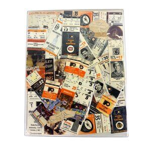 Vintage Philadelphia Flyers Ticket Stub Collection Framed 1970s-2000s Playoffs